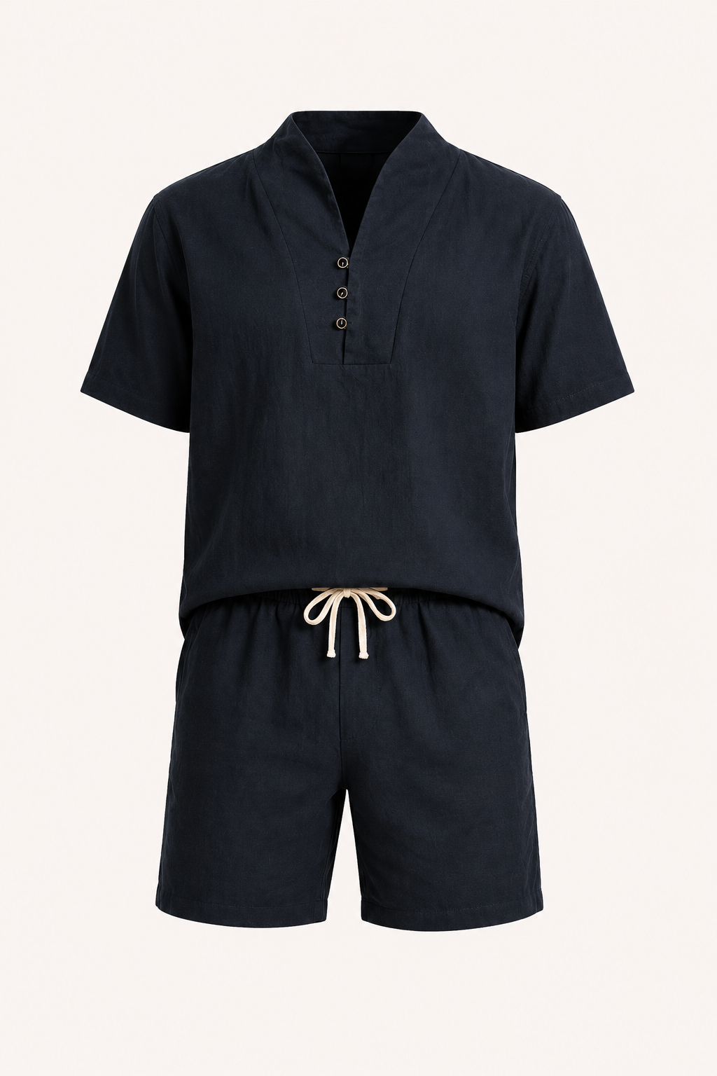Conjunto hombre lino algodón camisa cuello mao short – Armin