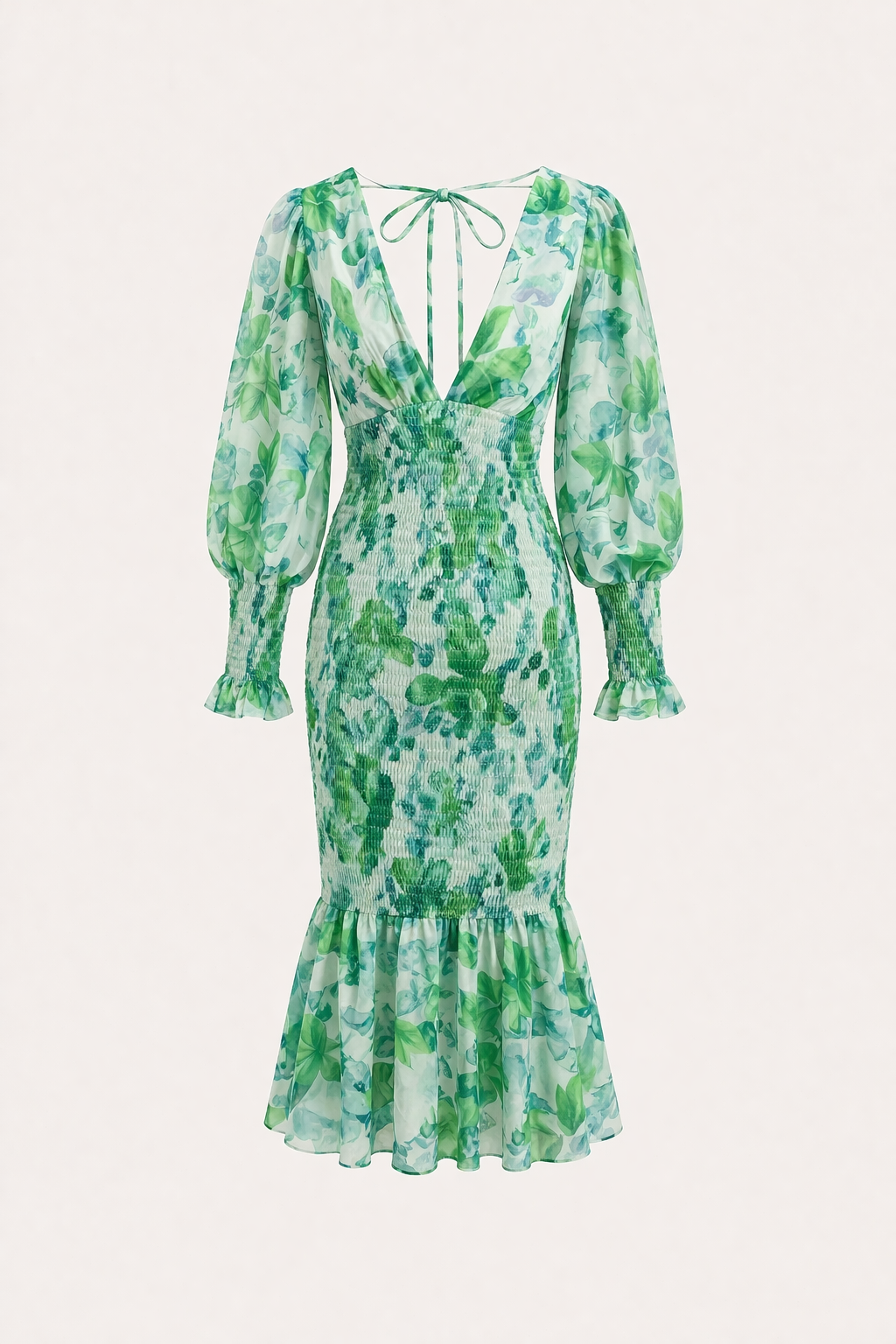 Vestido midi floral entallado con escote en pico para mujer - Chiara