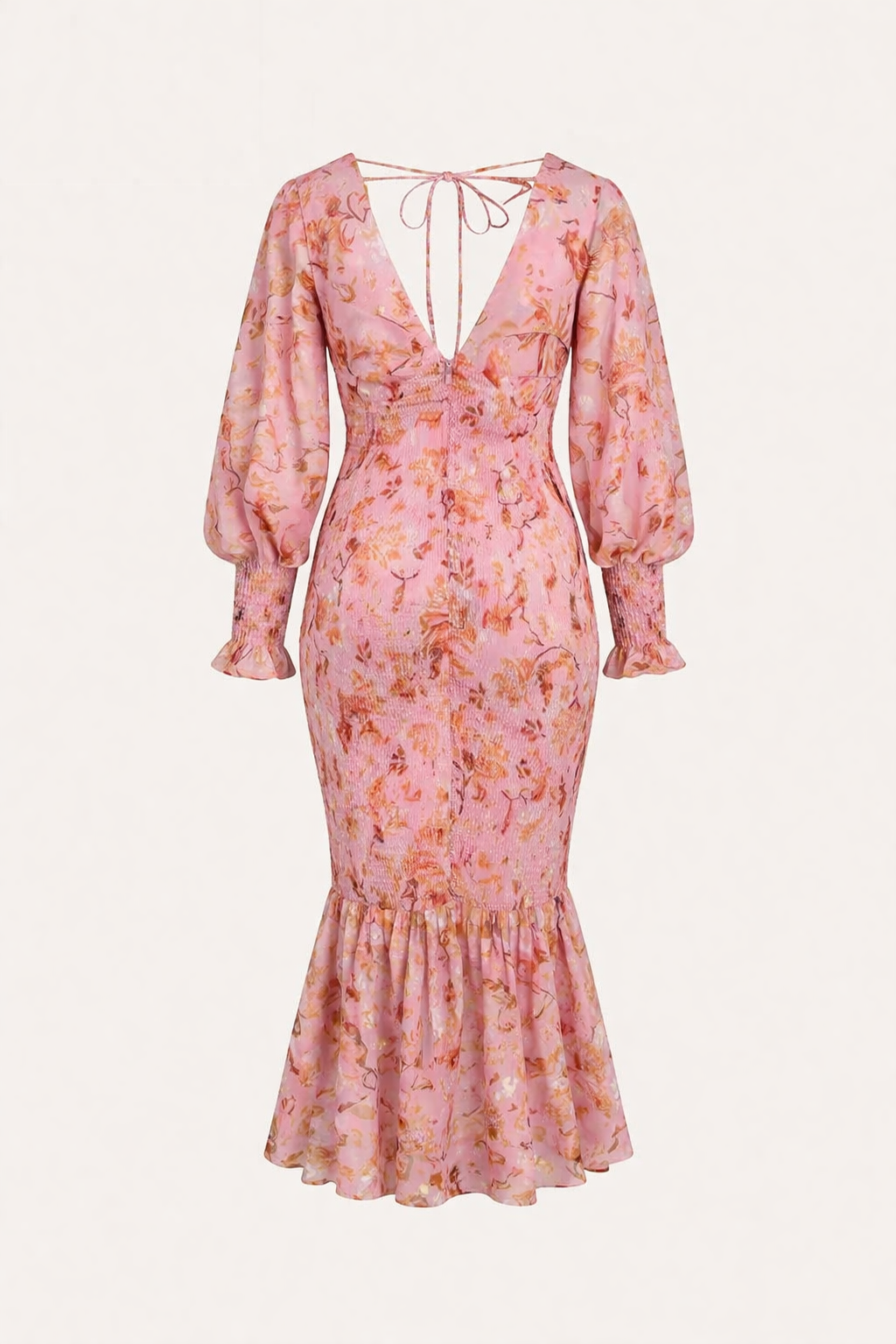 Vestido midi floral entallado con escote en pico para mujer - Chiara