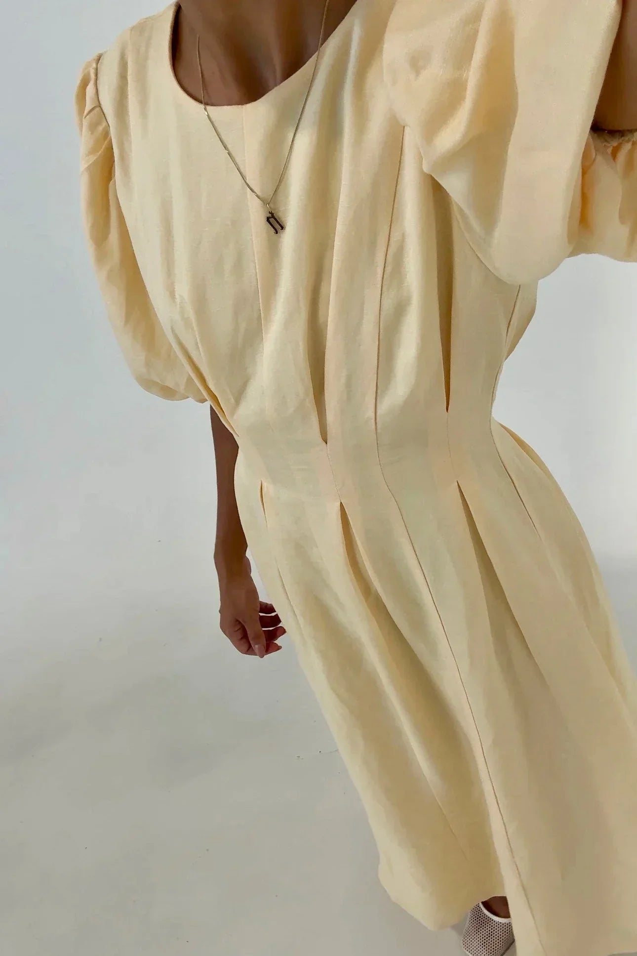 Vestido midi manga abullonada para mujer - Frieda