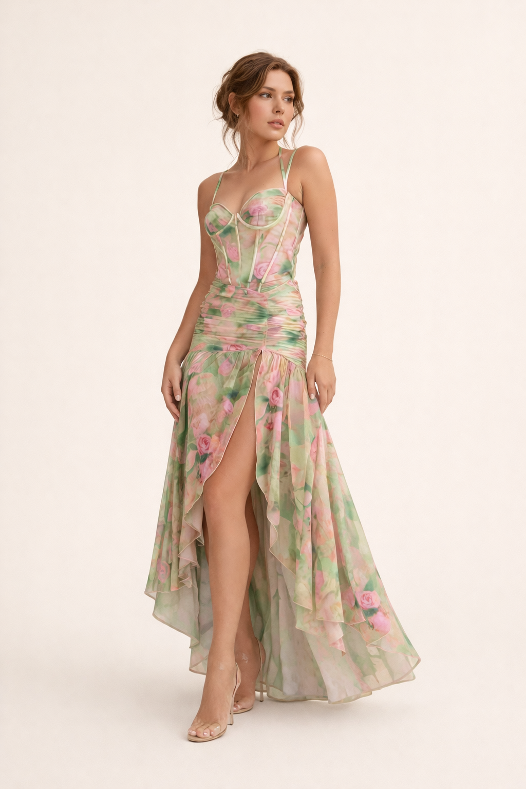 Vestido floral largo mujer estilo elegante - Carla