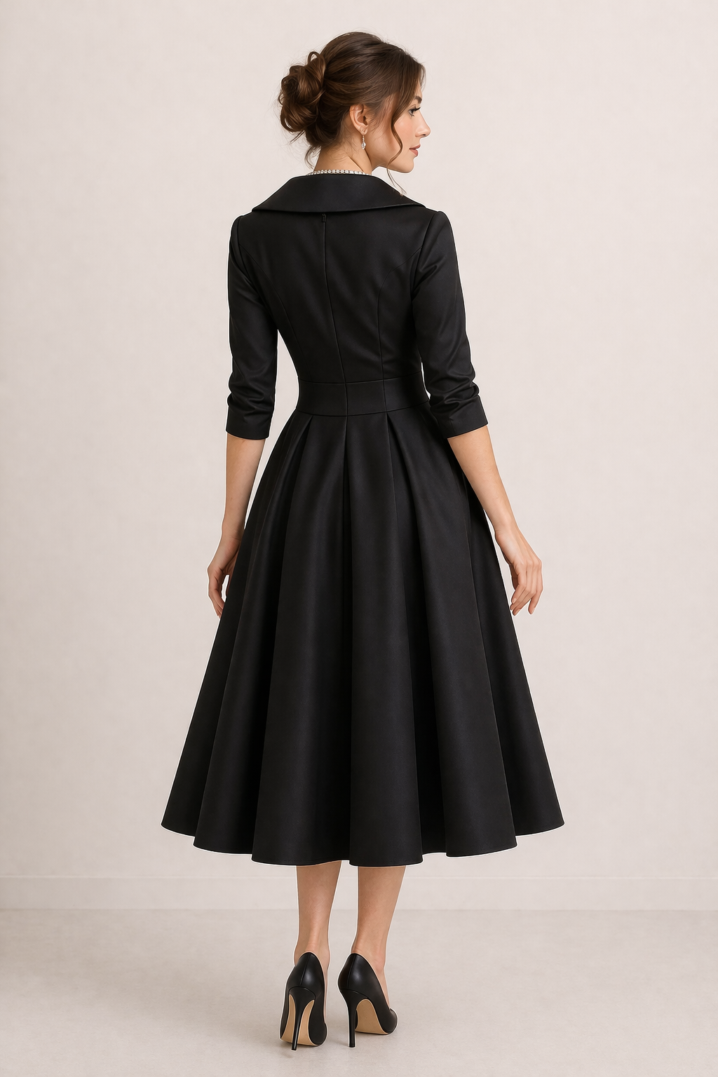 Vestido midi mujer escote cruzado mangas elegantees - Liesel