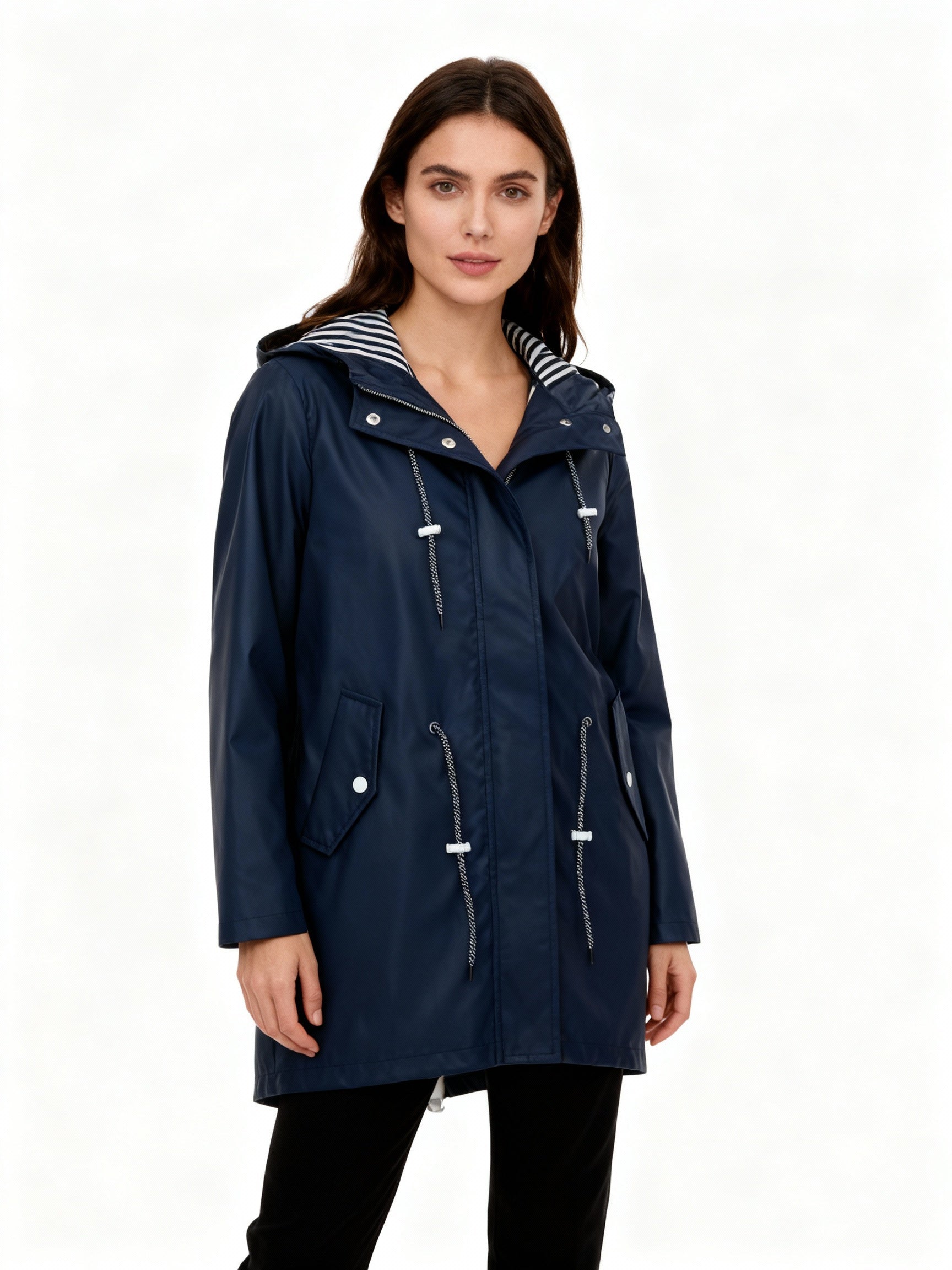 Chaqueta impermeable para mujer de silueta recta con capucha - Alvindra