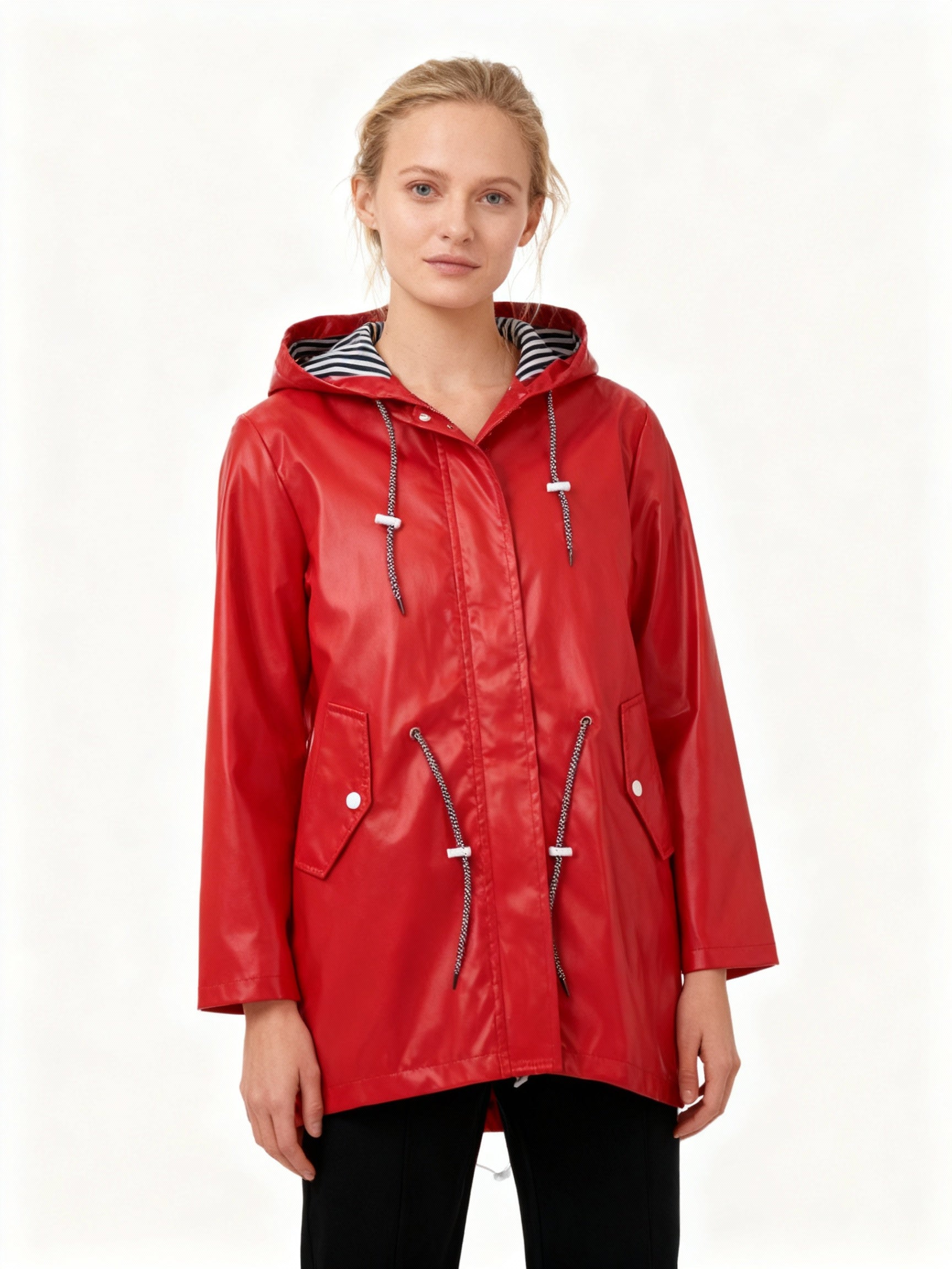 Chaqueta impermeable para mujer de silueta recta con capucha - Alvindra