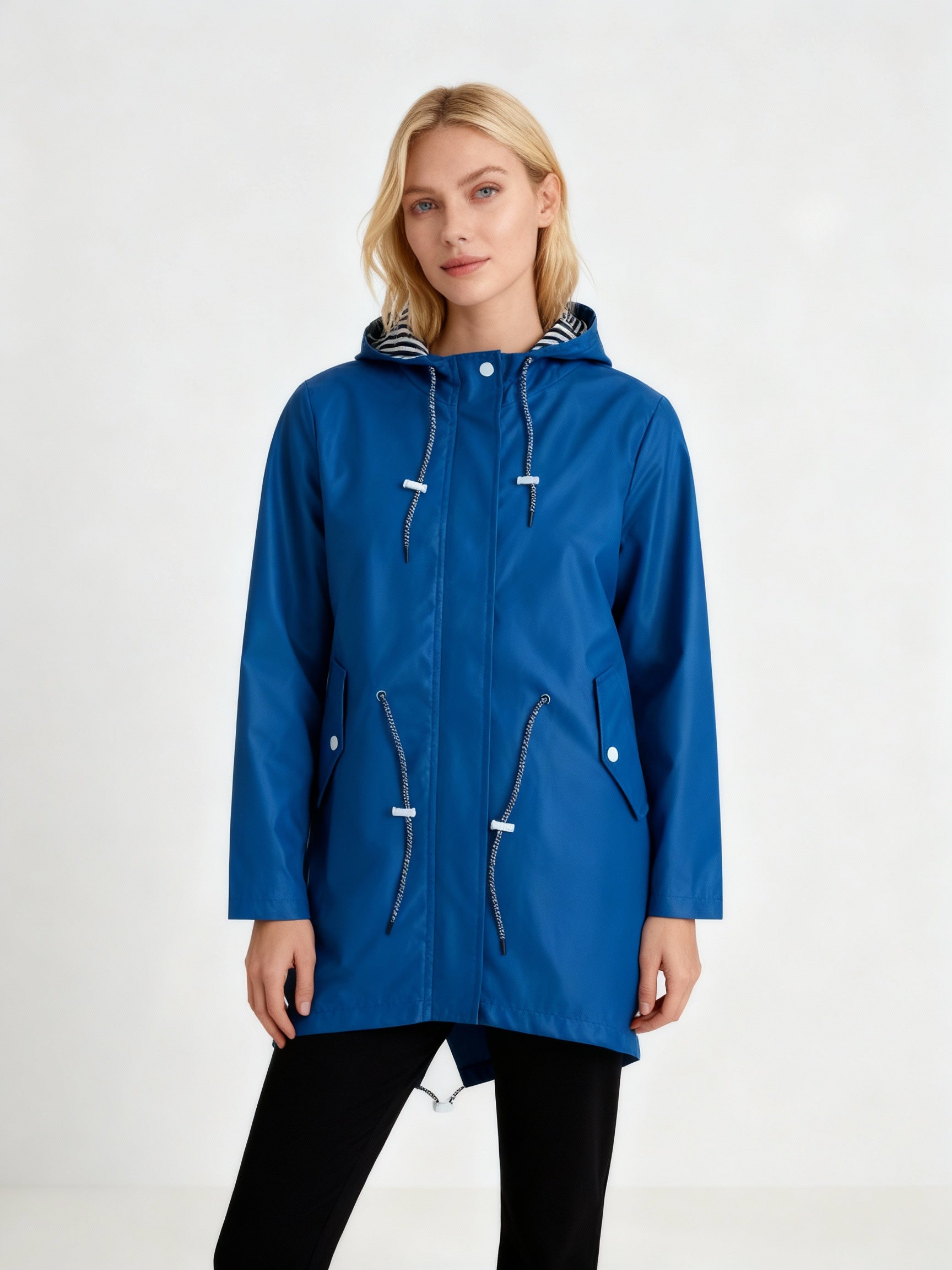 Chaqueta impermeable para mujer de silueta recta con capucha - Alvindra