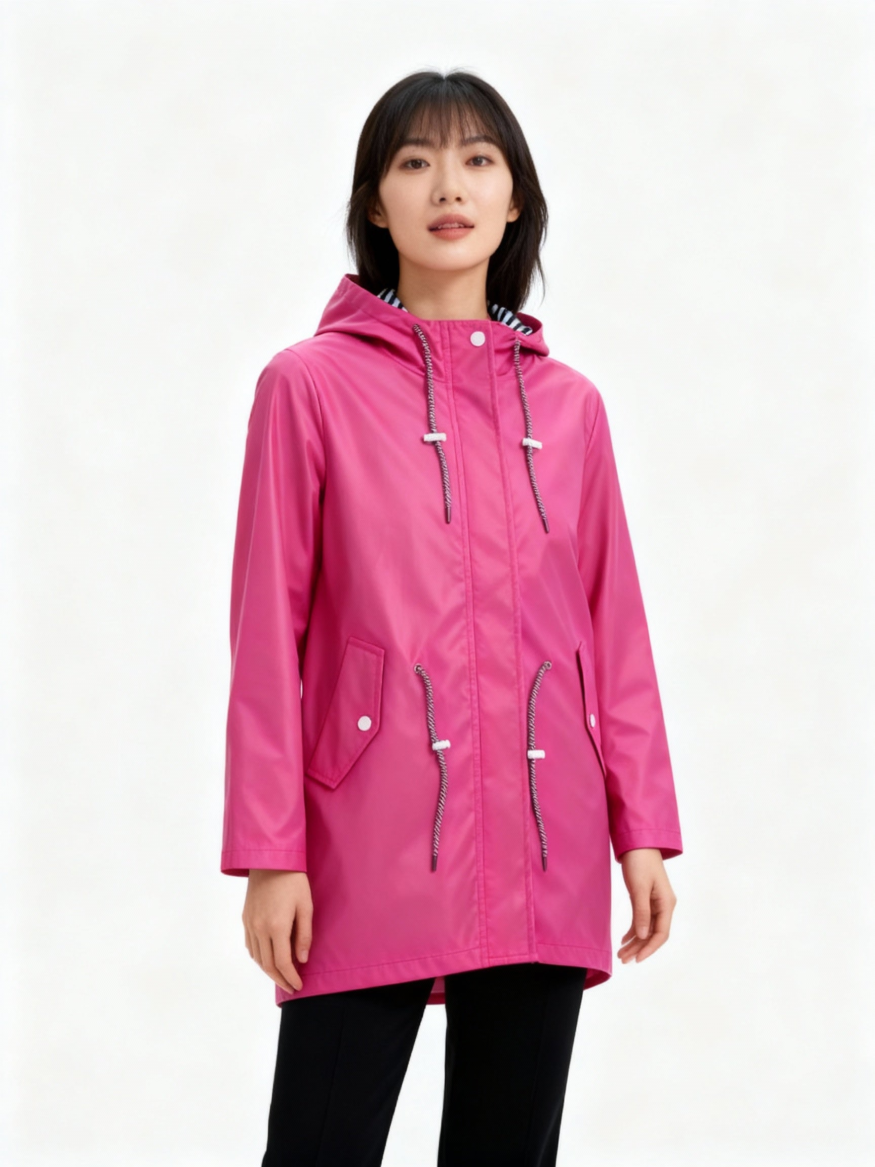 Chaqueta impermeable para mujer de silueta recta con capucha - Alvindra