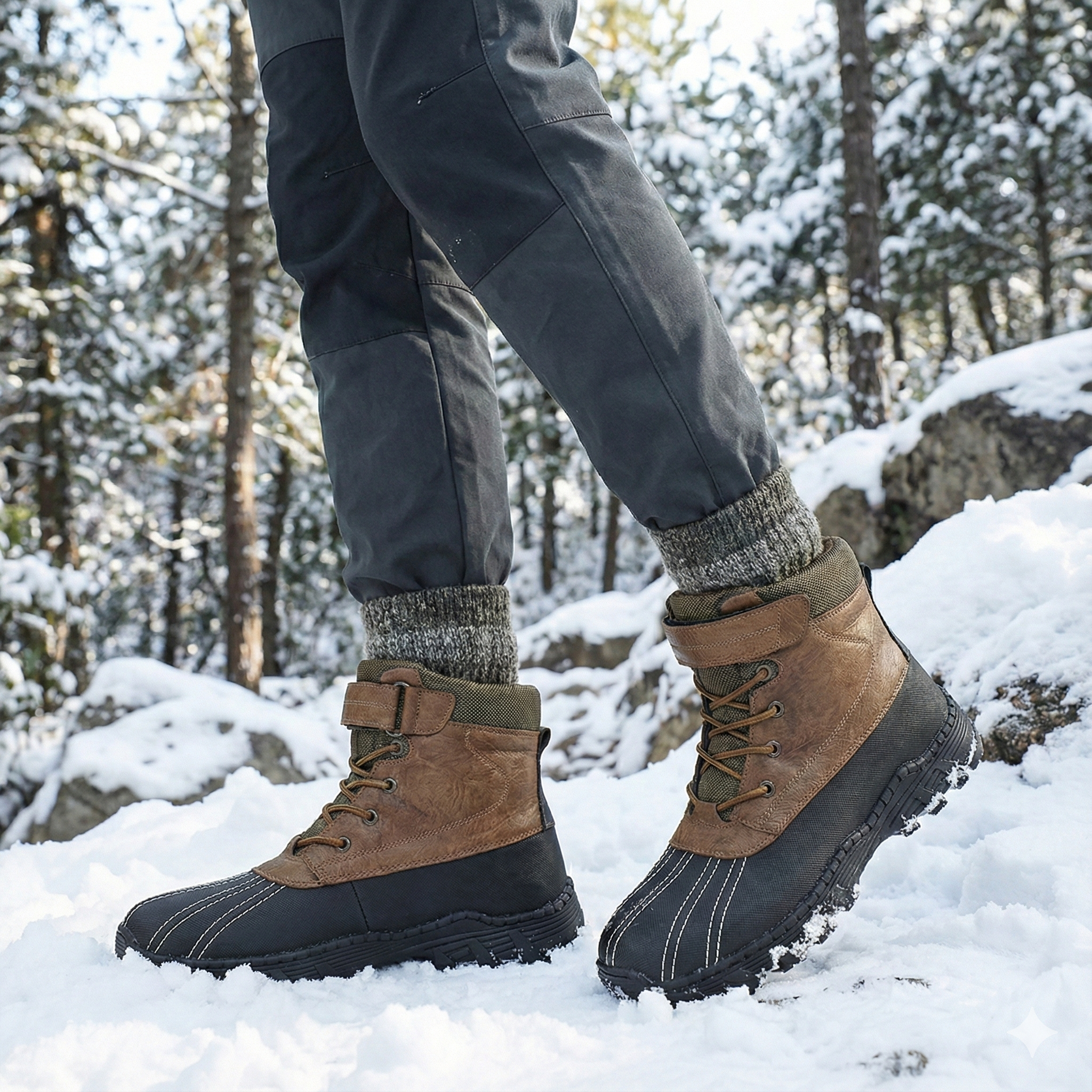 Botas de invierno para hombre impermeables con cordones - Raveln
