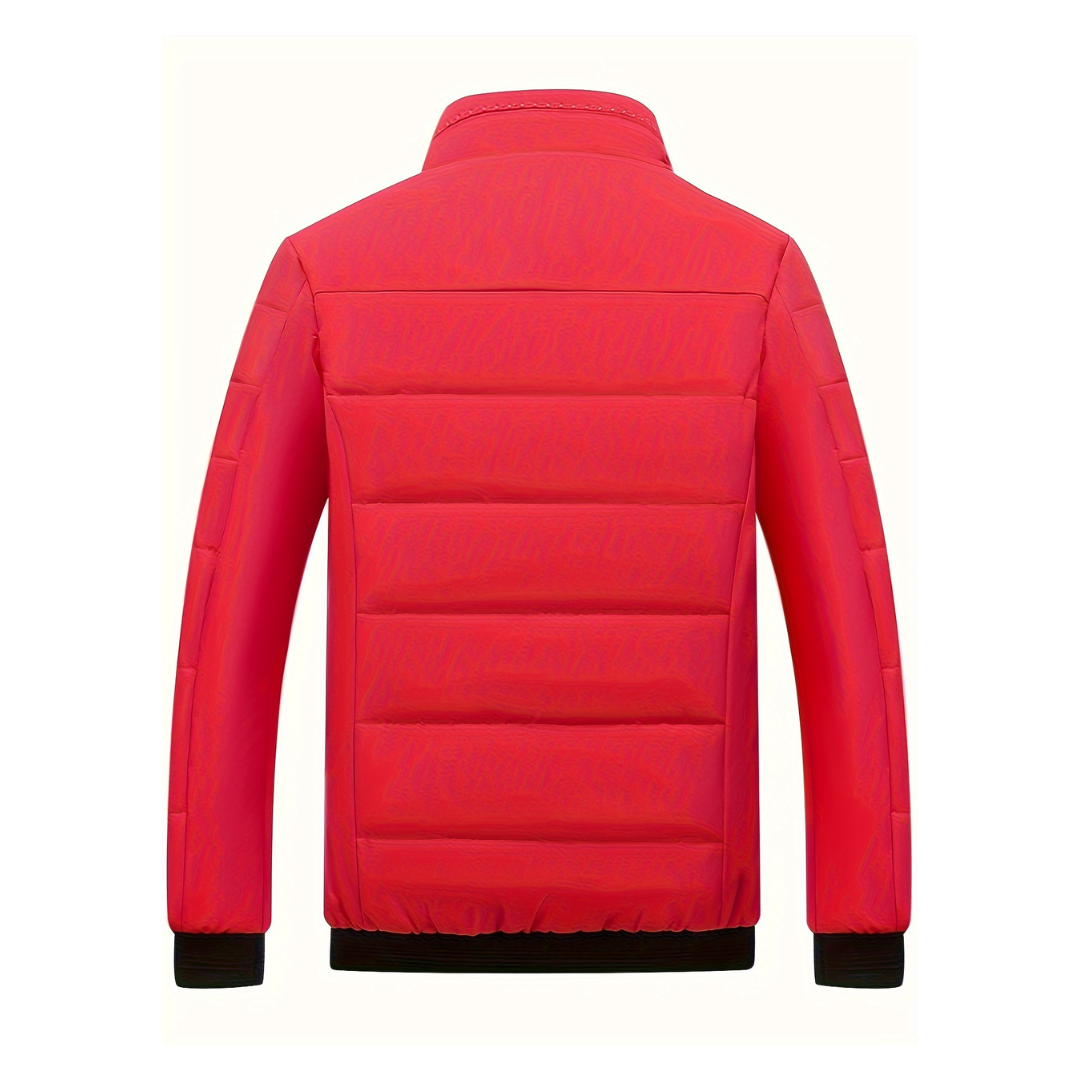 Abrigo hombre cuello alto solapa forro aterciopelado grueso cálido lujo invierno - Gris