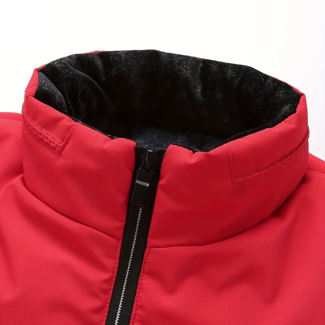 Abrigo hombre cuello alto solapa forro aterciopelado grueso cálido lujo invierno - Gris