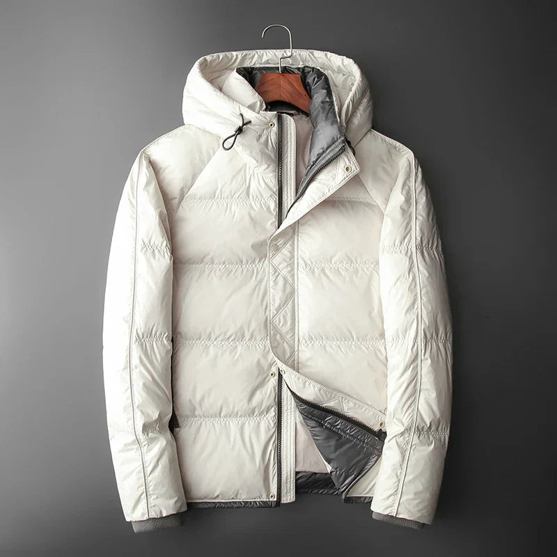 Chaqueta acolchada hombre capucha ajustable forro contraste naranja impermeable - Mark