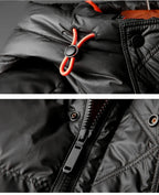 Chaqueta acolchada hombre capucha ajustable forro contraste naranja impermeable - Mark