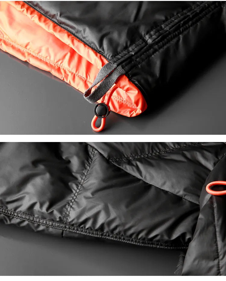 Chaqueta acolchada hombre capucha ajustable forro contraste naranja impermeable - Mark