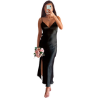 Nicole - Vestido de noche de verano para mujer con abertura y largo hasta el tobillo