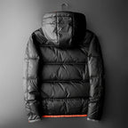 Chaqueta acolchada hombre capucha ajustable forro contraste naranja impermeable - Mark