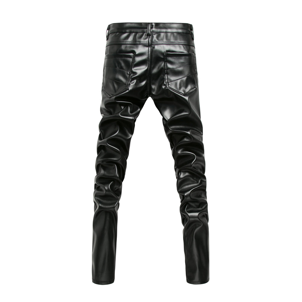 Pantalón urbano masculino efecto cuero de corte slim - Lurien