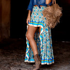 Falda larga boho con estampado étnico chic perfecta para un look casual y elegante