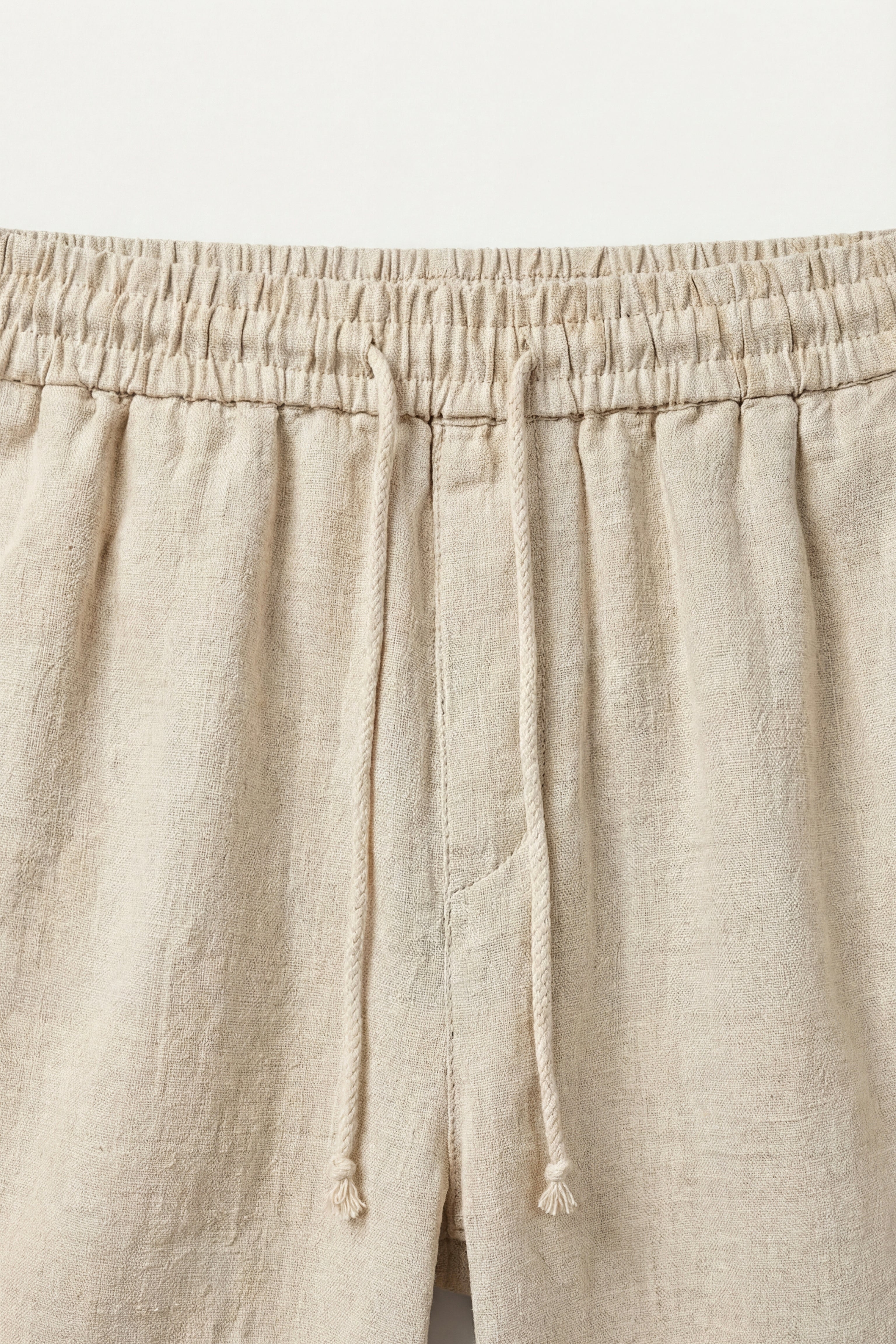 Pantalón corto de lino con cintura elástica y cordón ajustable para hombre - Lecce