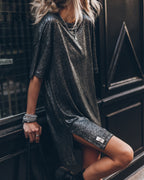 Kylie - El vestido de lino oscuro y brillante