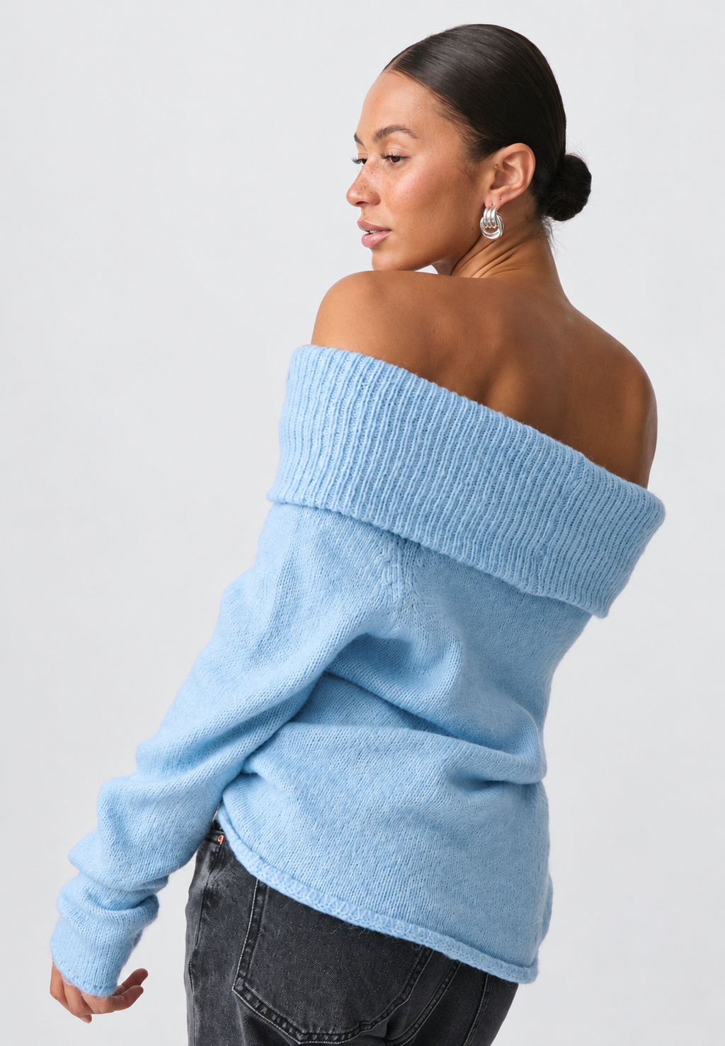 Jersey mujer hombros descubiertos cuello vuelto manga larga - Belisa