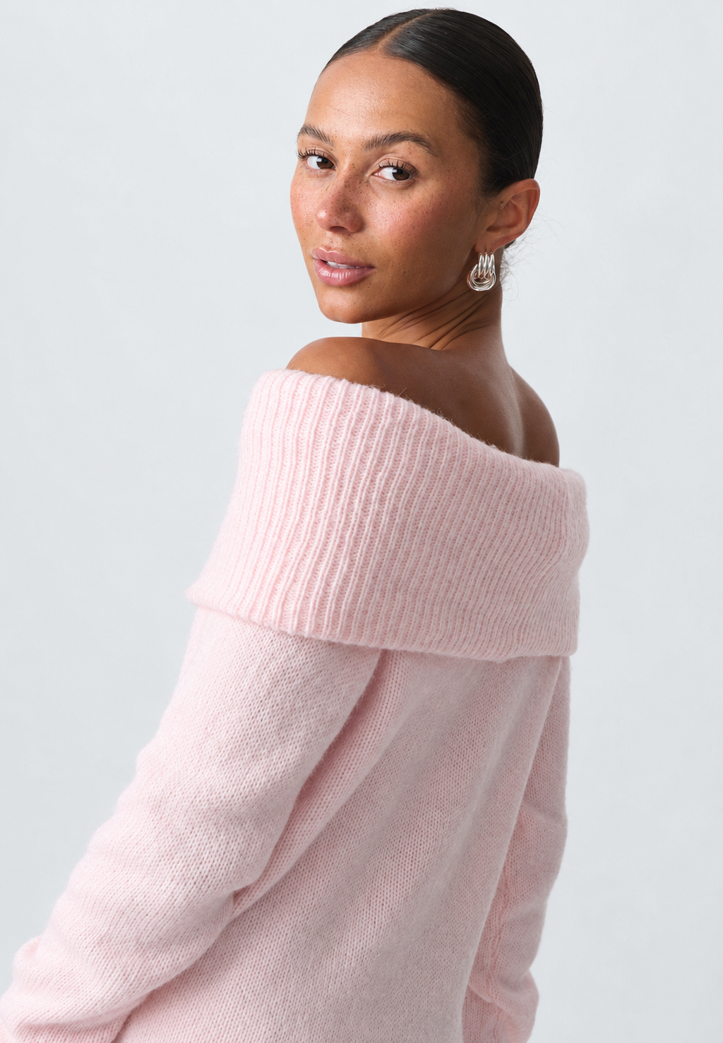 Jersey mujer hombros descubiertos cuello vuelto manga larga - Belisa