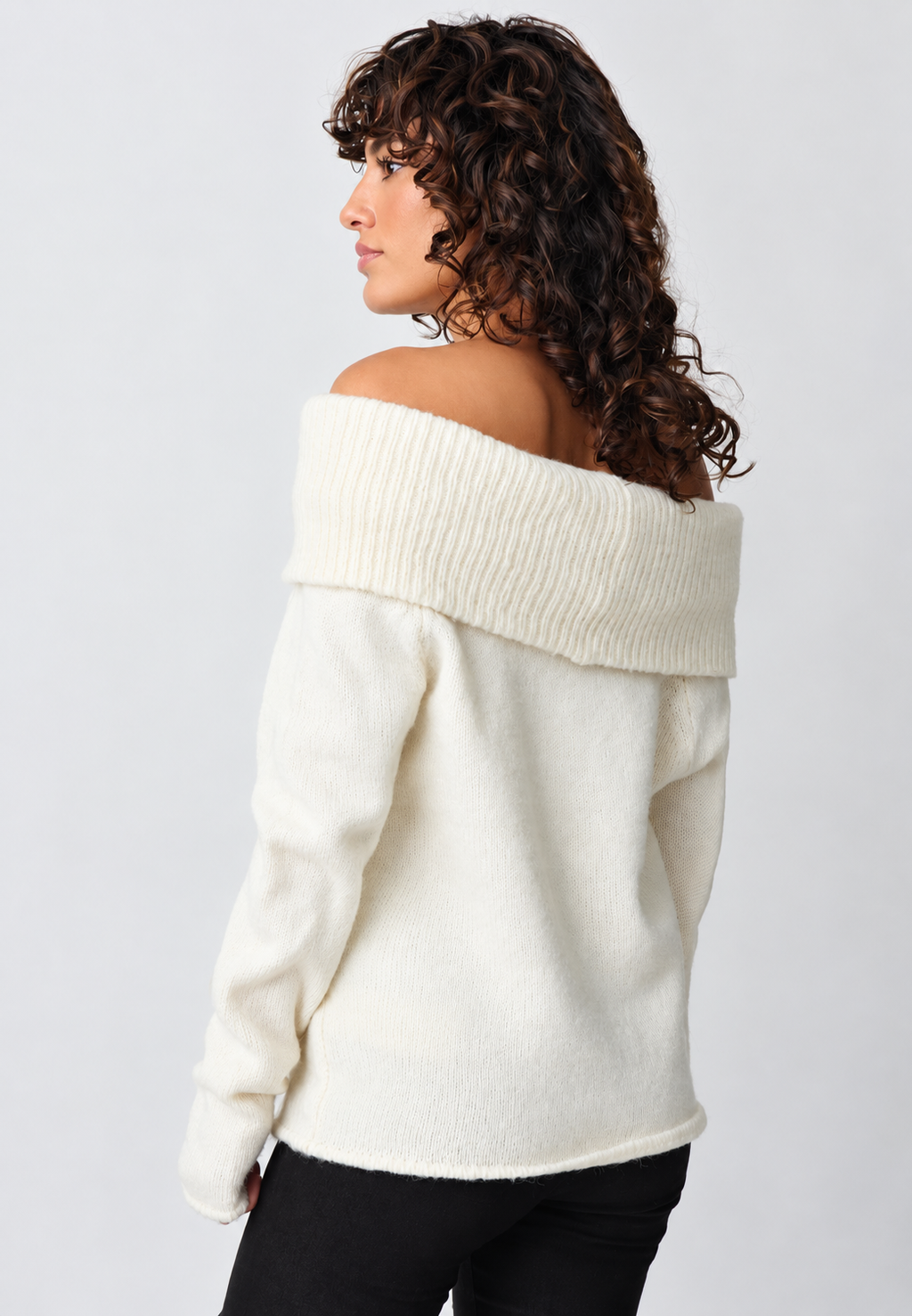 Jersey mujer hombros descubiertos cuello vuelto manga larga - Belisa