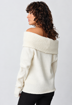 Jersey mujer hombros descubiertos cuello vuelto manga larga - Belisa