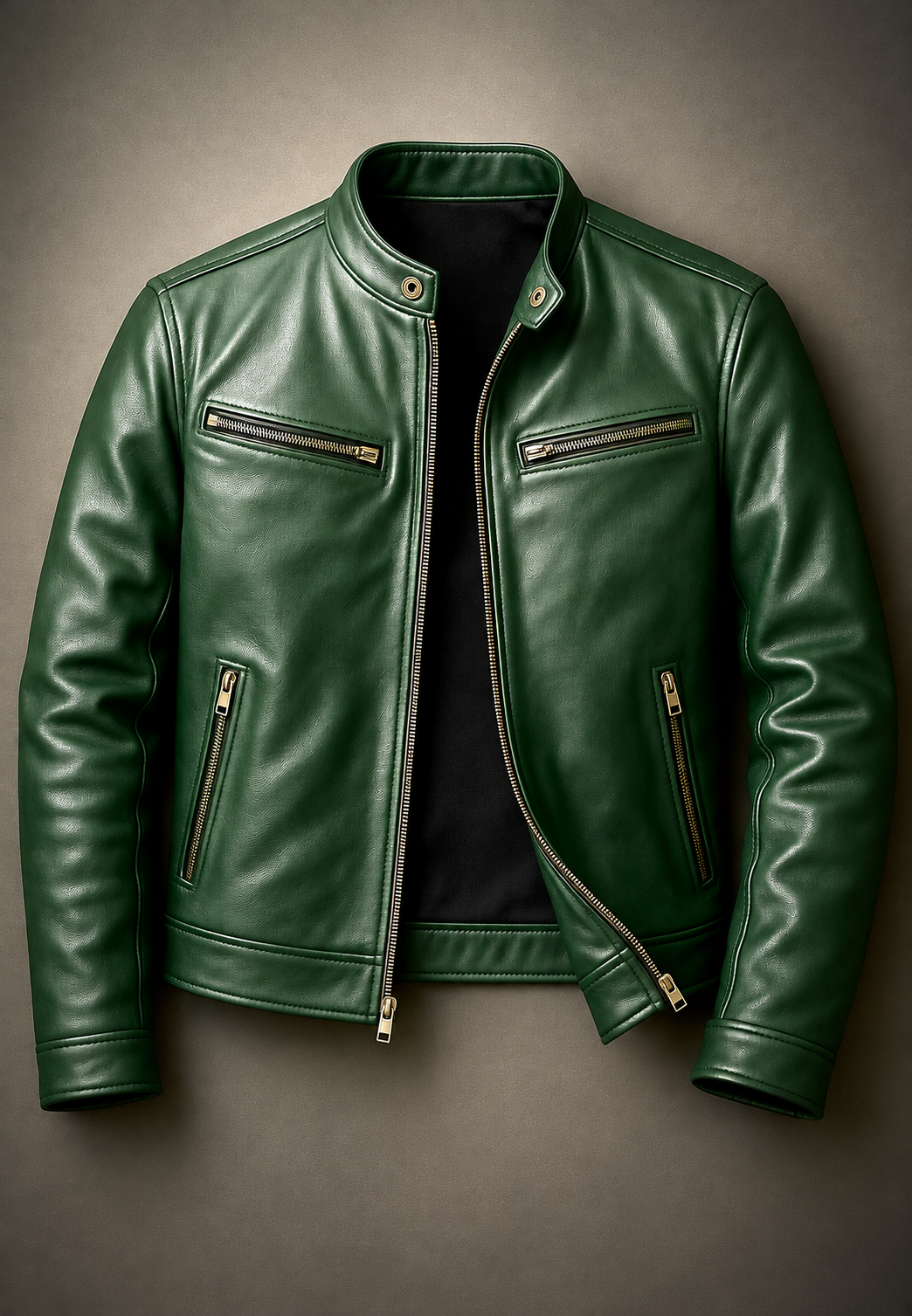 Cazadora biker hombre efecto piel cuello mao cuatro bolsillos cremallera - Kaelor