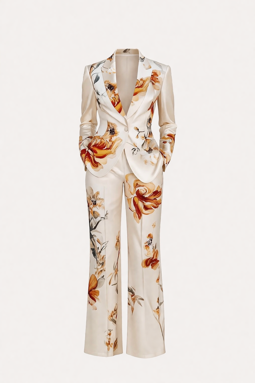 Conjunto mujer blazer pantalon estampado floral elegante - Irina