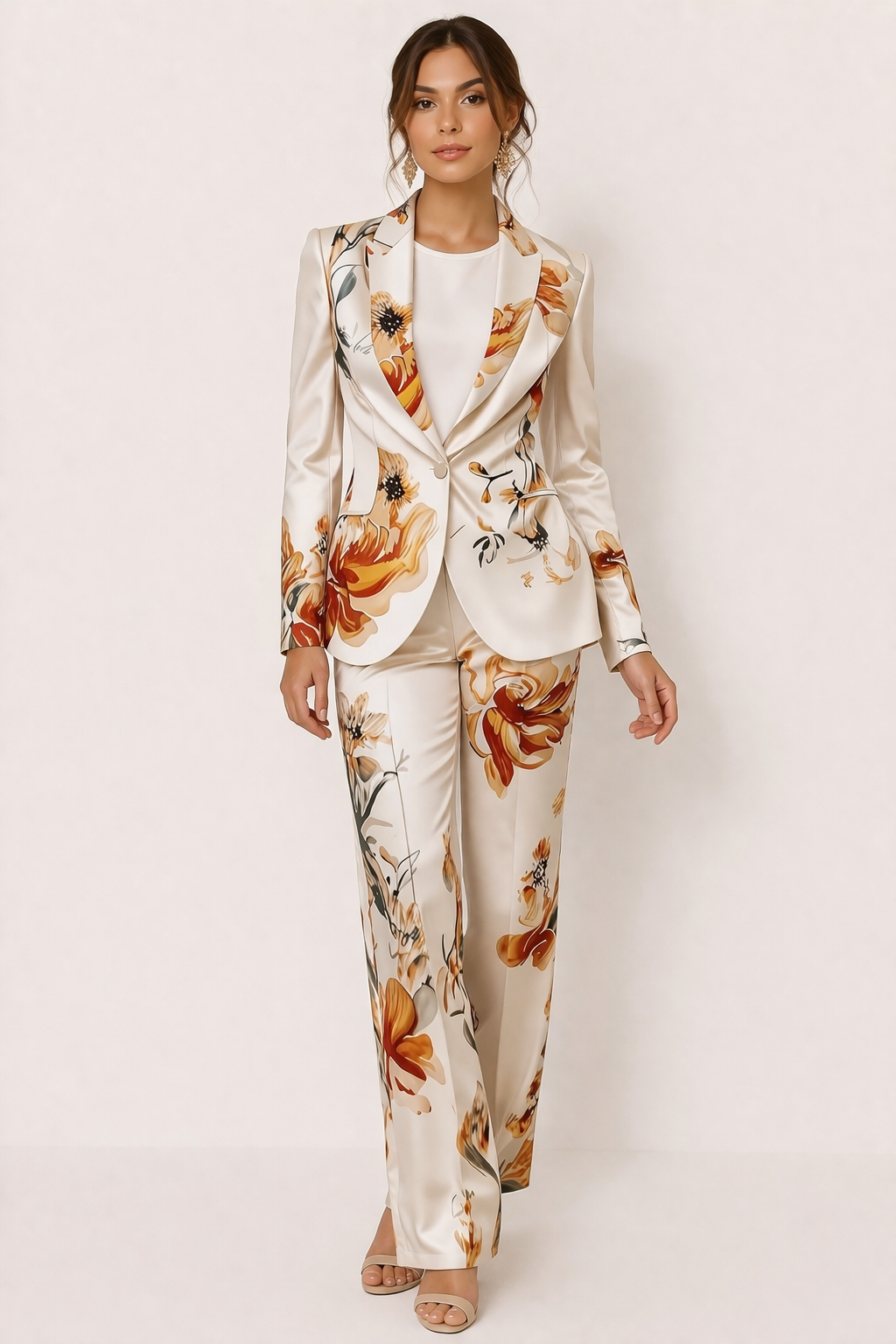 Conjunto mujer blazer pantalon estampado floral elegante - Irina