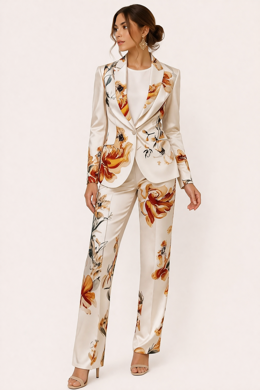 Conjunto mujer blazer pantalon estampado floral elegante - Irina