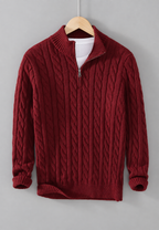 Jersey de punto trenzado con media cremallera - Anselme