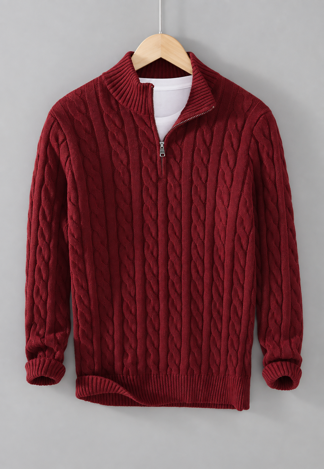Jersey de punto trenzado con media cremallera - Anselme