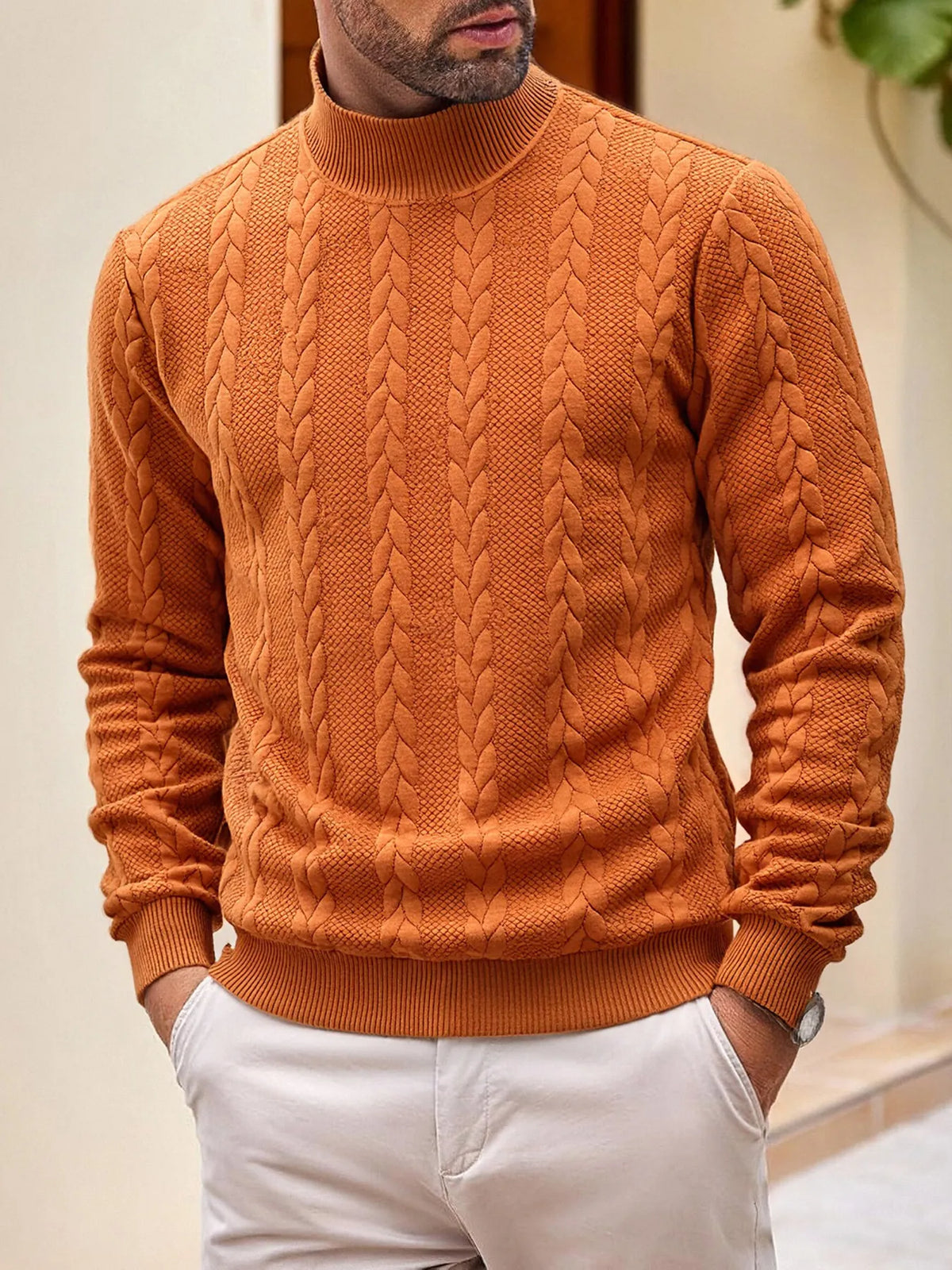 Jersey de punto para hombre con cuello alto - Matteo