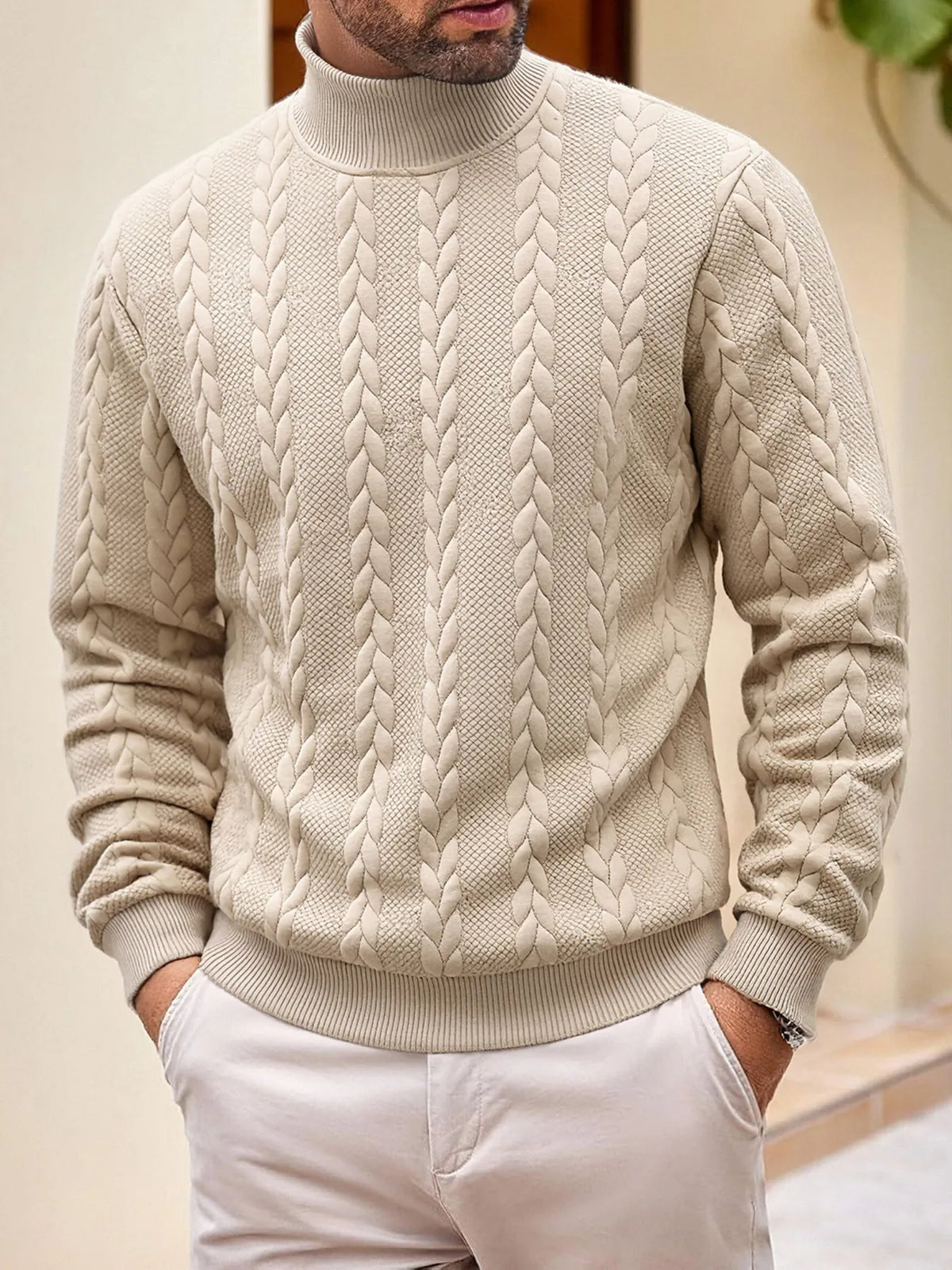 Jersey de punto para hombre con cuello alto - Matteo