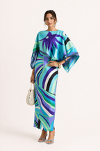 Vestido mujer largo tirantes dos piezas estampado geometrico - Karyme