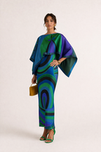 Vestido mujer largo tirantes dos piezas estampado geometrico - Karyme