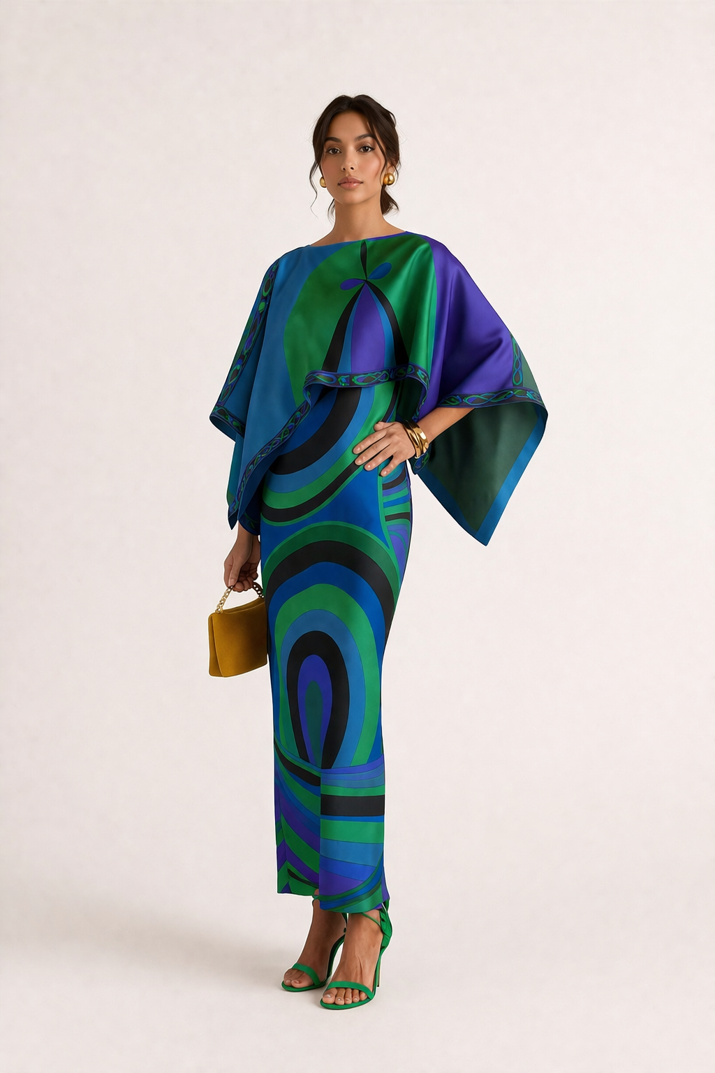 Vestido mujer largo tirantes dos piezas estampado geometrico - Karyme