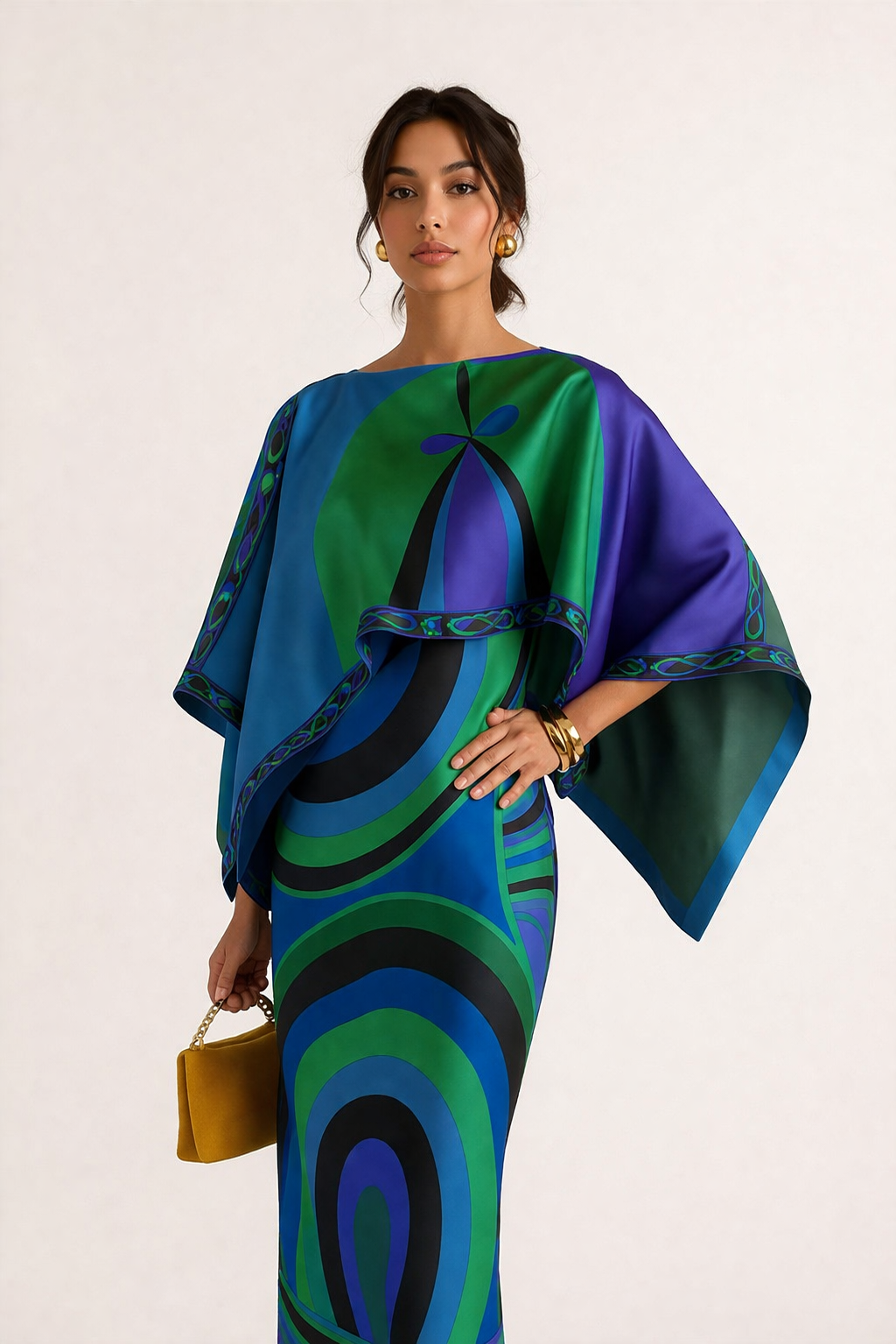 Vestido mujer largo tirantes dos piezas estampado geometrico - Karyme
