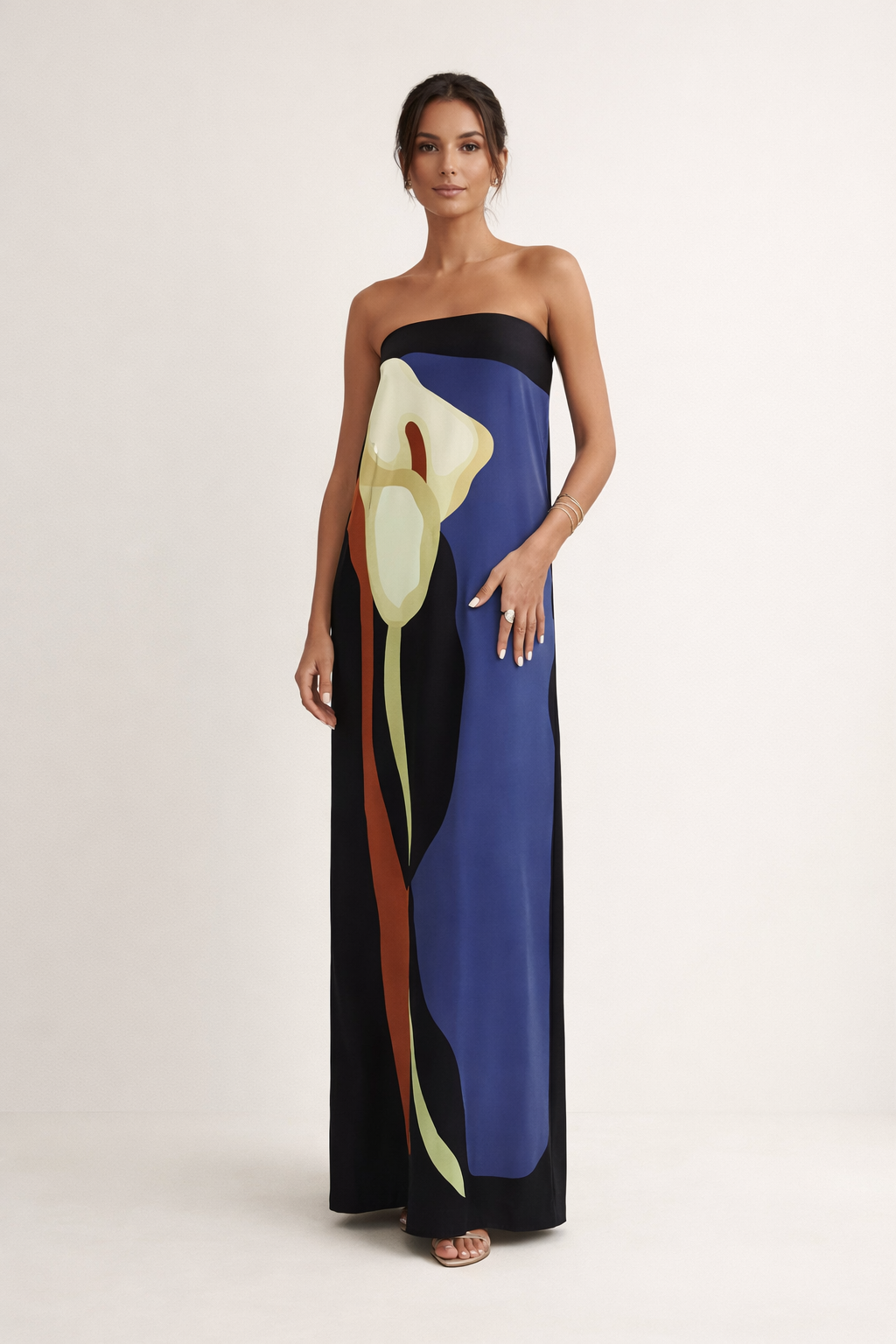 Vestido maxi mujer sin tirantes estampado largo elegante verano - Rivelle