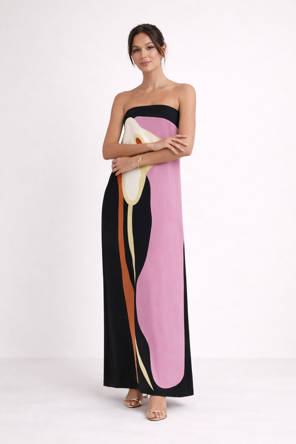 Vestido maxi mujer sin tirantes estampado largo elegante verano - Rivelle