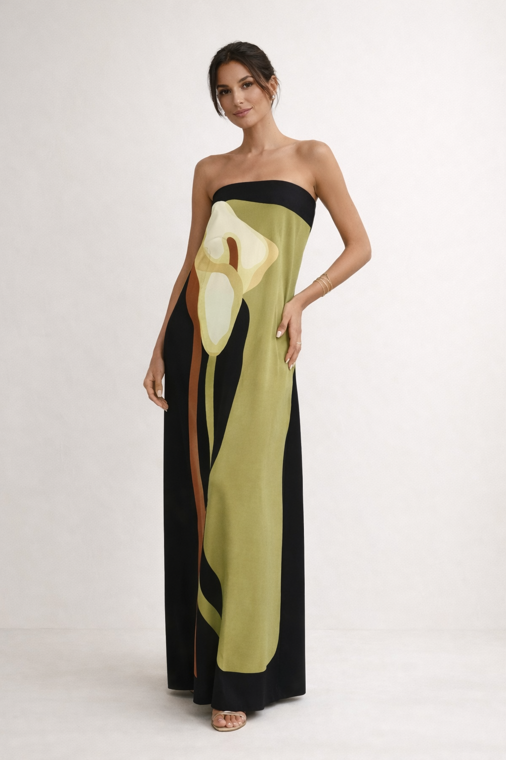 Vestido maxi mujer sin tirantes estampado largo elegante verano - Rivelle