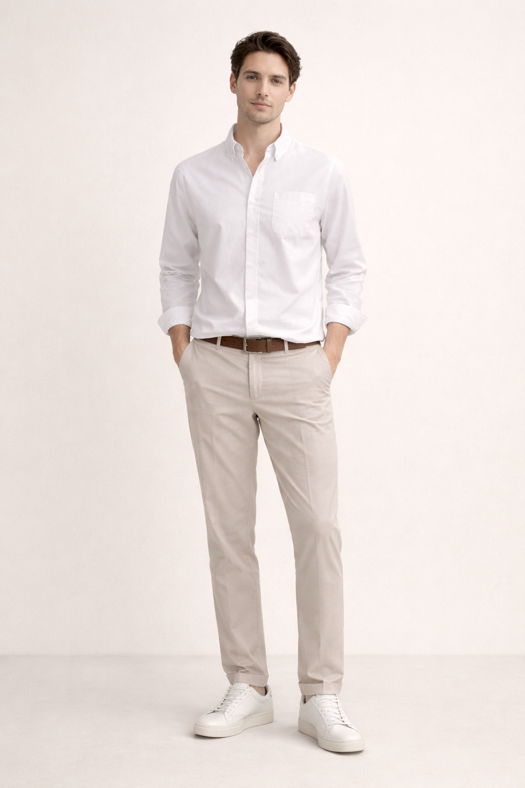 Camisa manga larga con cuello clásico y bolsillo frontal para hombre - Lukas