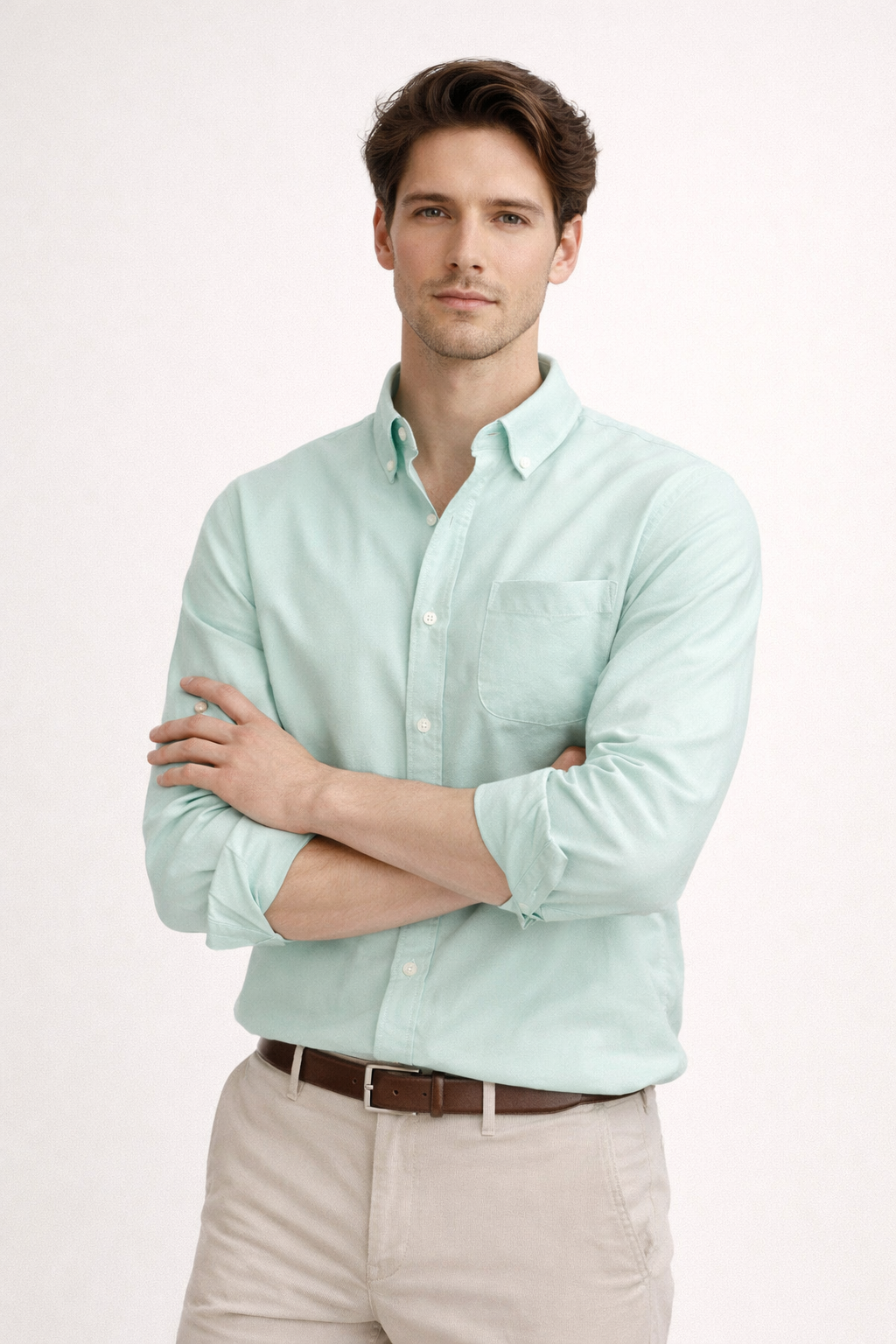 Camisa manga larga con cuello clásico y bolsillo frontal para hombre - Lukas