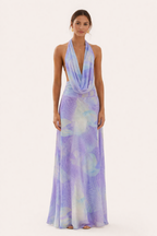 Vestido largo halter con escote para mujer - Livia