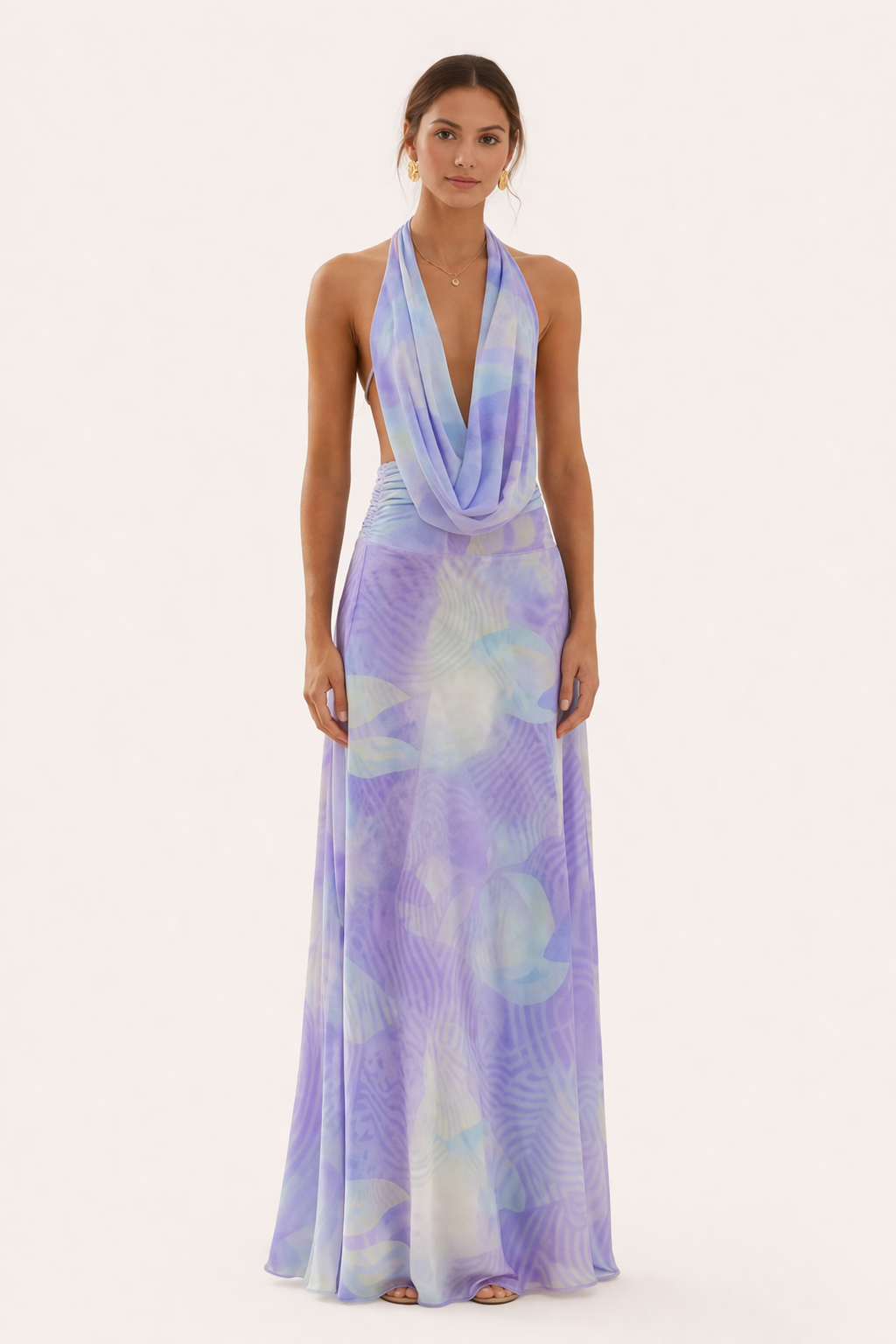 Vestido largo halter con escote para mujer - Livia