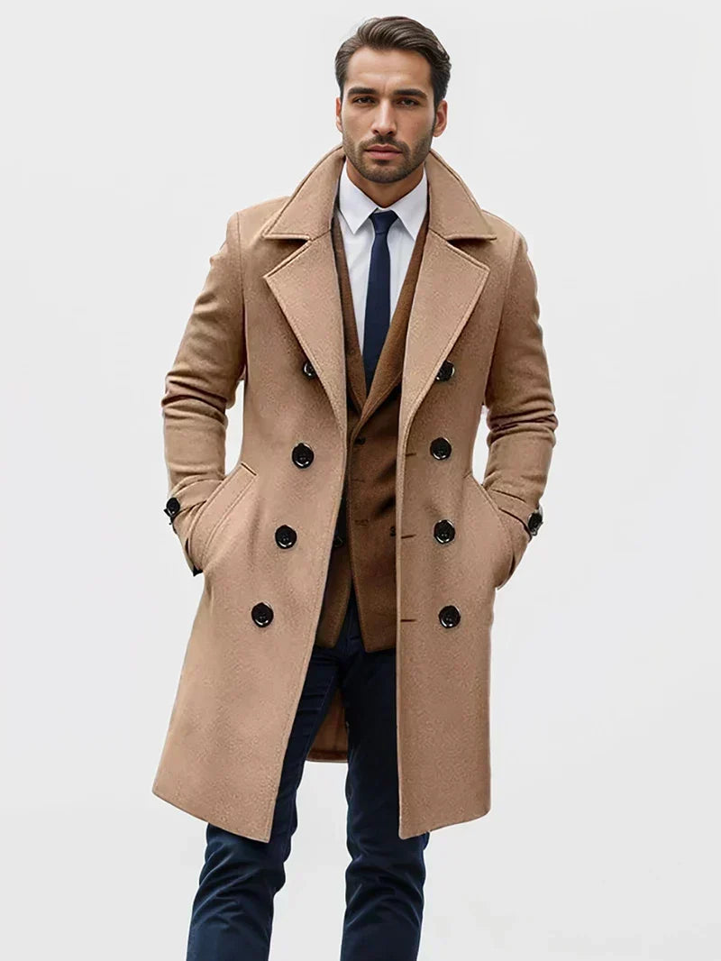Abrigo lana hombre corte clásico elegante invierno cálido versátil - Aldric