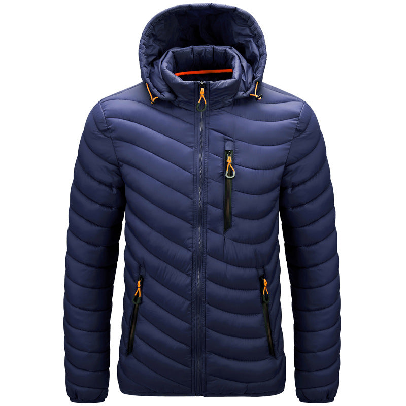 Chaqueta acolchada ligera hombre piel vegana capucha costuras diagonales sostenible - Sverre