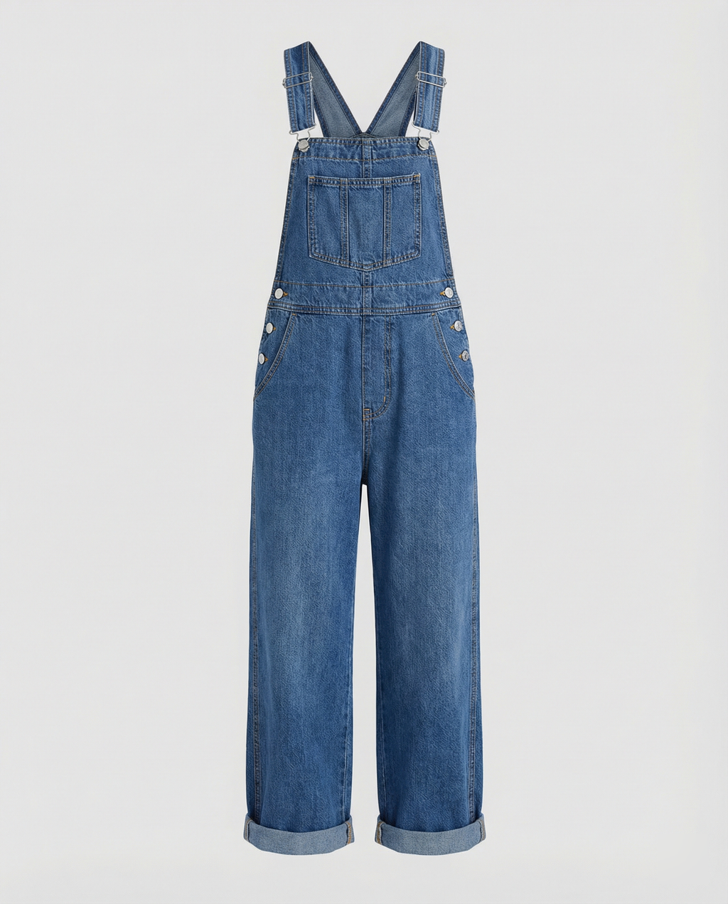 Peto vaquero oversize con bolsillos y tirantes ajustables para mujer - Valmira