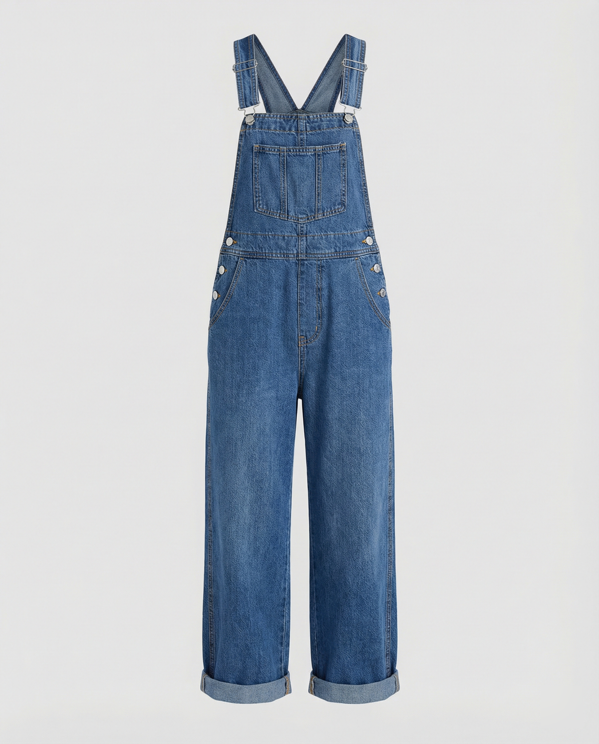 Peto vaquero oversize con bolsillos y tirantes ajustables para mujer - Valmira
