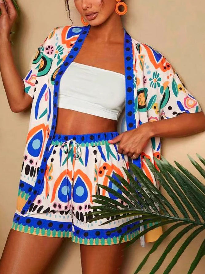 Conjunto mujer estampado primavera kimono corto y short - Arlena